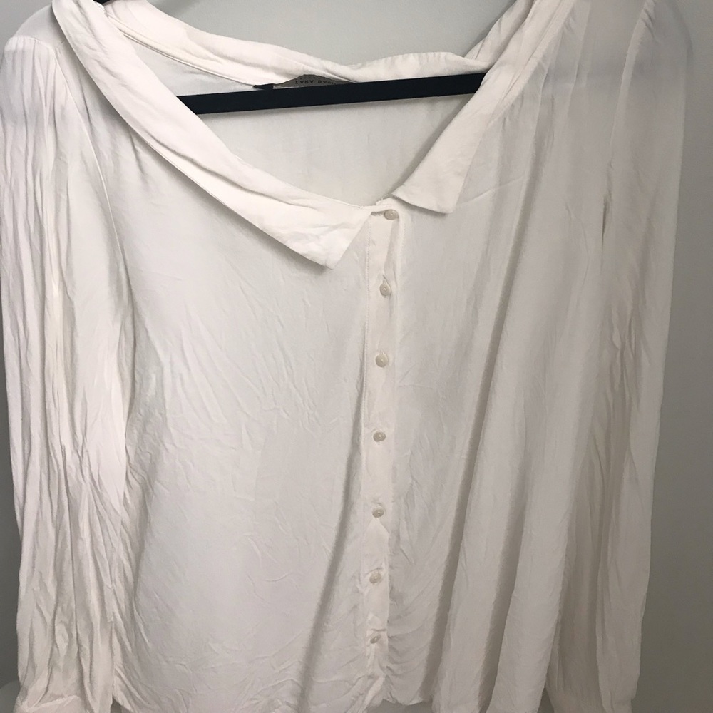White Zara basic button up blouse - Picture 1 of 3